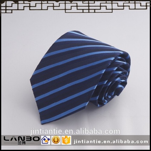 Blue stripe color polyester necktie tie custom made