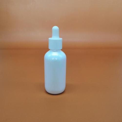 White Boston Round Bottles with Dropper Sprayed Boston Round Bottle with Dropper Supplier