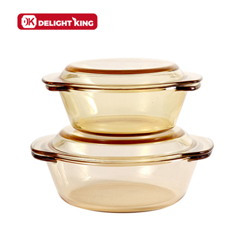 Amber High Borosilicate Glass Casserole med glas lock