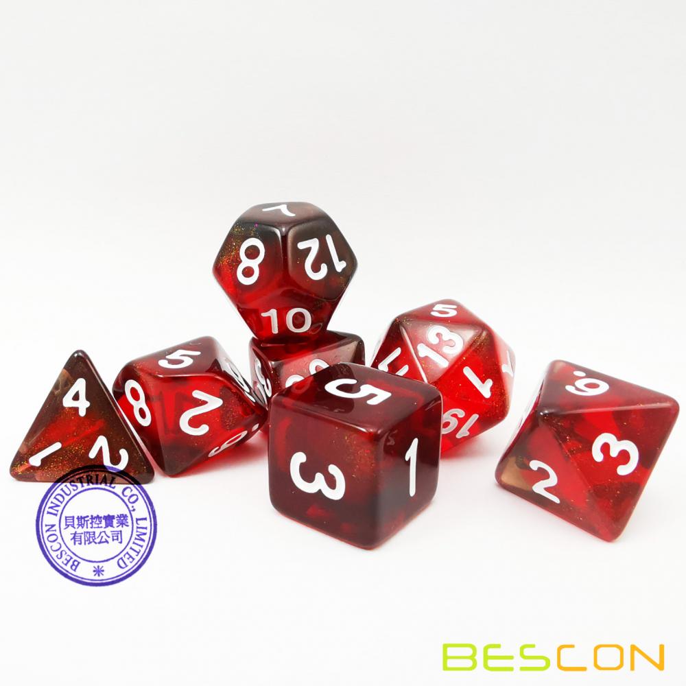 Maroon Stone Poly Dnd Dice Set 2