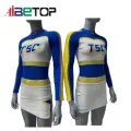 Uniformes de líderes de torcida de manga longa branca azul personalizados