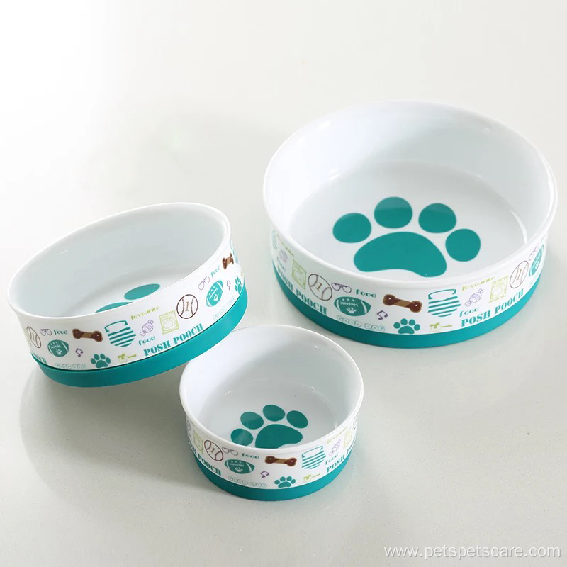 Ring Non-slip Design Fashion Printed Ceramic Dog Bowl