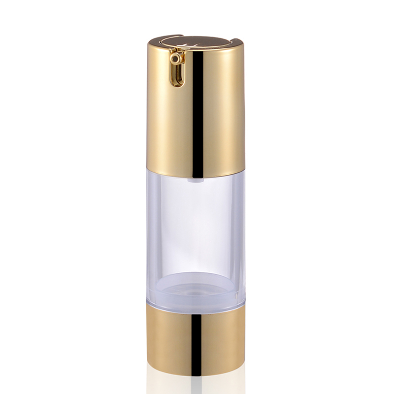 hoogwaardige luxe 30 ml 50 ml plastic transparante hervulbare airless gouden pomp lege cosmetische fles