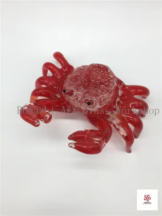 Red Crab Glass Sculpture
