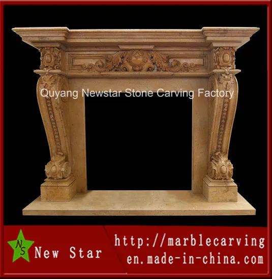 Marble Fireplace Factory, Beige Fireplace Mantel, Fire Place Surround (NS-1205)