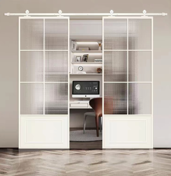 Custom White Barn Door with Sound Insulation and Modern Glass Sliding Interior Door