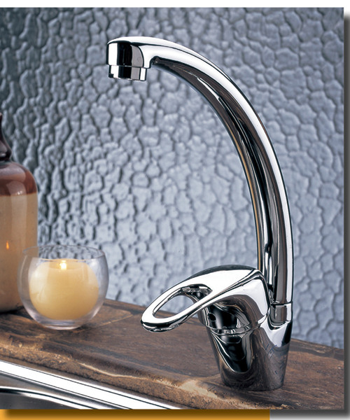 Kuningan Chrome-dilapis Gooseneck Cold Kitchen Sink Taps