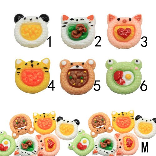 Kawaii Animal Head Food Mezcla de resina Cabujón Flatback Tiger Frog Craft para niños Horquilla Hacer decoraciones para álbumes de recortes