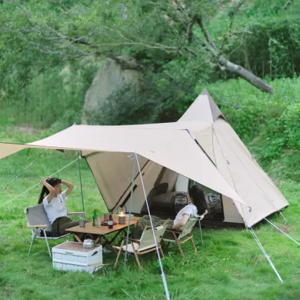 Vidalido Outdoor Camping Indian Pyramid Automatic Tent Double Rainproof for Sunshade and Sunscreen