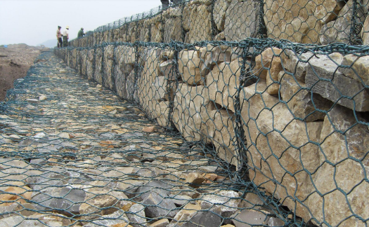 PVC سداسي Gabion شبكة المنسوجة غابيون الحجر قفص صندوق