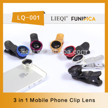 Hot Sale LQ-001 3 σε 1 φακό κάμερας με καθολικό κλιπ 0.67x ευρεία γωνιά μακροεντολή ψαριού