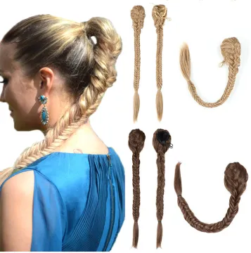 Hot Selling Drawstring Fishtail Braids Ponytail Synthetic Hair Extensions High Temperature Fibre Synthetic Hair Ponytails