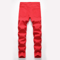 Jeans en denim rouge pour hommes de service OEM sur mesure