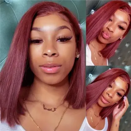 Burgundy Red Straight Bob Wig