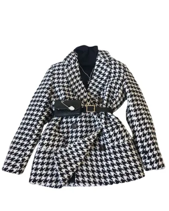 W1048 Women's Thick Plaids Tweed Woolen Winter Coat 2021