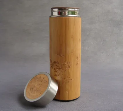 drinking cup vacuum flask natural bamboo double wall wholesale gifts vacuum flask/vacuum cup
