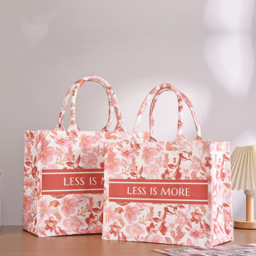 Sac en toile personnalisé floral en lin en revêtement personnalisé