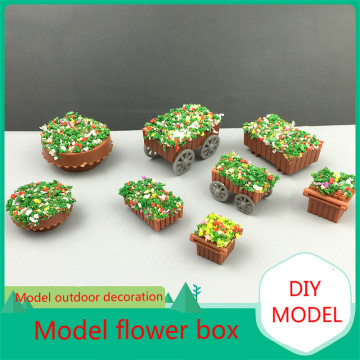 10pcs Model Material Building Sand Table Landscape Model Greening Flower Bed Outdoor Flower Box Flower Car Flower Pot Flower