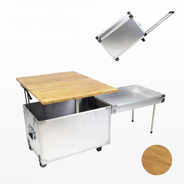 Portable All-Aluminum Outdoor Mobile Kitchen Storage Table