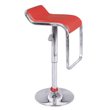 Bar stools with chromed base, plywood-upholstered seat