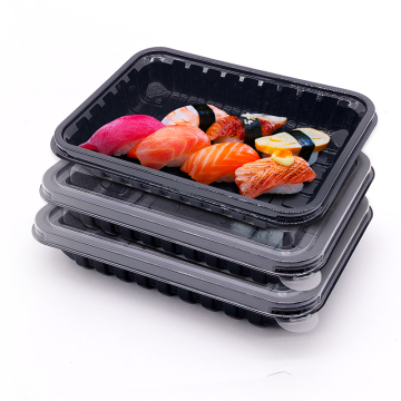 Disposable Plastic Sushi Containers with Lids for Fast Food Packaging