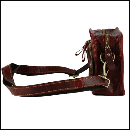 Genuine leather waist crossbody bag for men