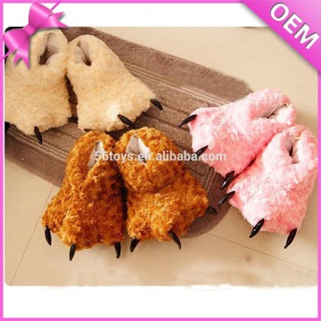 Fashion comfortable soft plush animal claw slippers