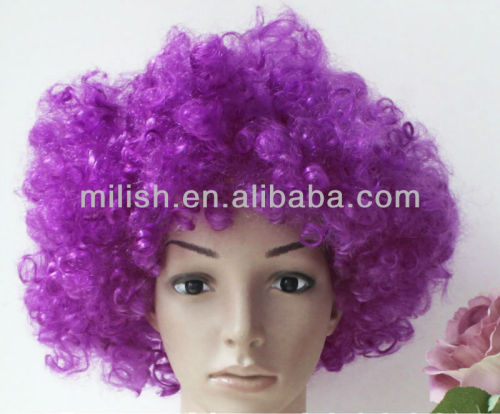 Crazy Football sports Fan cheap Purple Afro Wigs FBW-0186