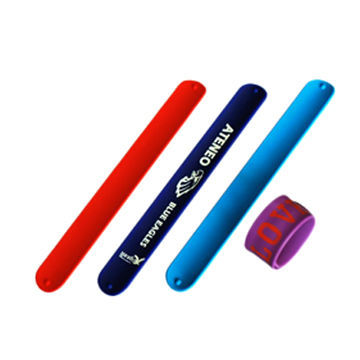 Snap bracelet with logo embossed, printed and embossed