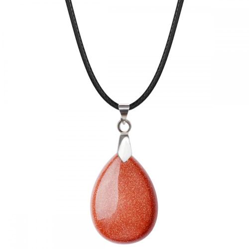 Red Goldstone 25x35mm Teardrop Pendant Necklace women Men