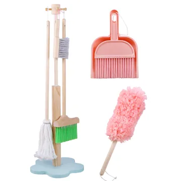 Wooden Pretend Play Toy Set: Cleaning Role Play Set for Toddlers and Kids