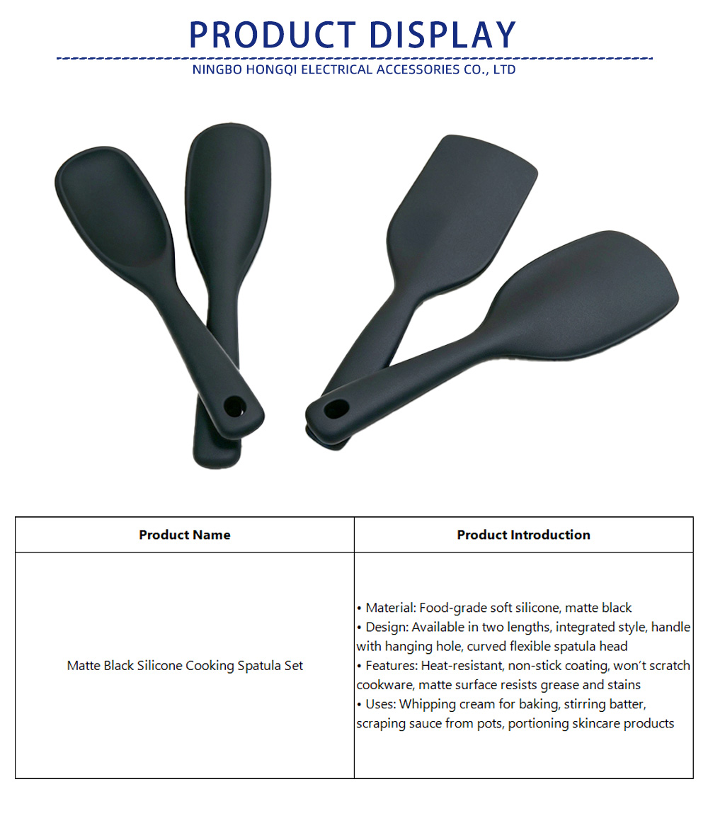 49-Matte Black Silicone Cooking Spatula Set-x