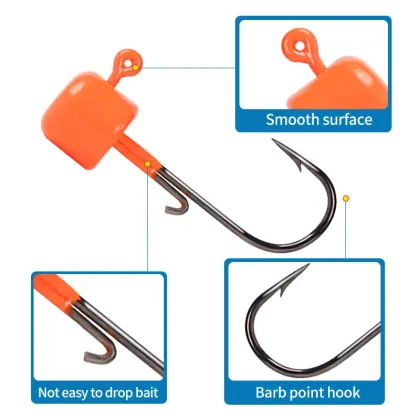 Newbility 5pcs 1.6g to 5.8g Ned Jig Lead Heads Fishing Worm Metal Lead Head Hooks