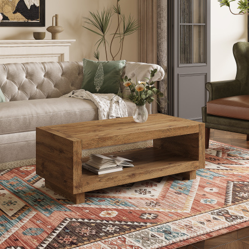 Modern Solid Wood Coffee Table with Storage