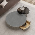 Modern Round Wood Coffee Table with Storage