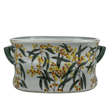 Jingdezhen Large Hand Painted Retro Round Planter - RXAE-FL23-Y101A 12.6in Wide