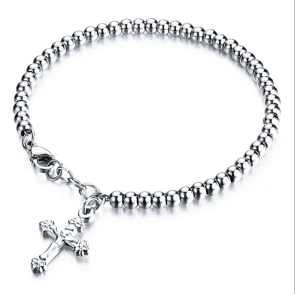 Fashionable small cross bead bracelet, religious bead bracelet