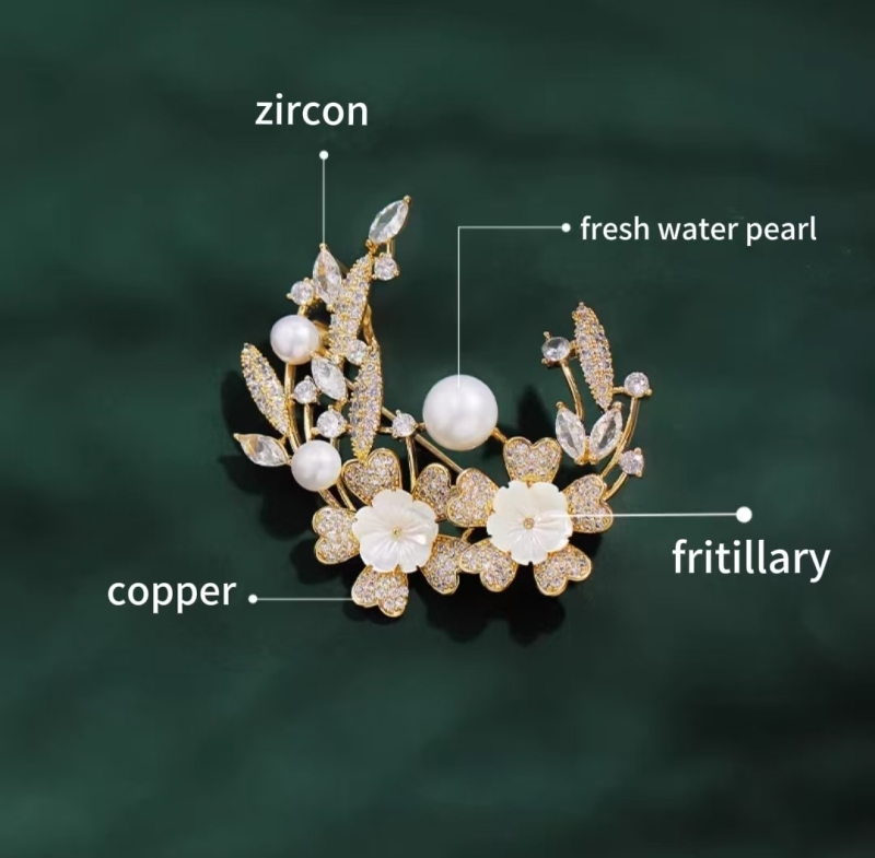 Laurel cherry blossom brooch