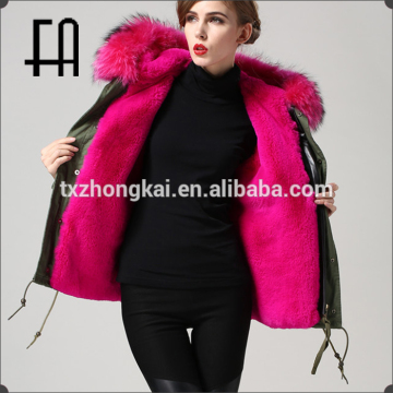 Wholesale price amy fur lined parka with raccoon fur hood