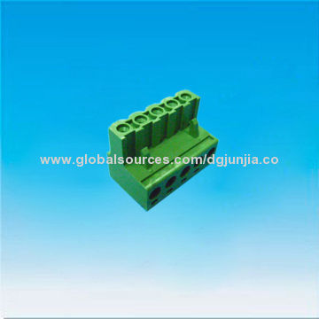 PCB Screwless Terminal Block with 5.0/5.08mm Pitch, Green-colored Housing, 2 to 24 Poles Available