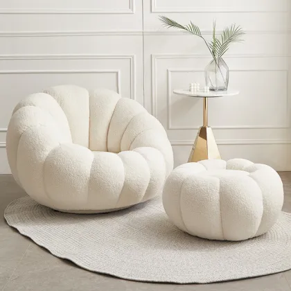 Modern Design Lazy Comfortable Teddy Velvet Round Sofa