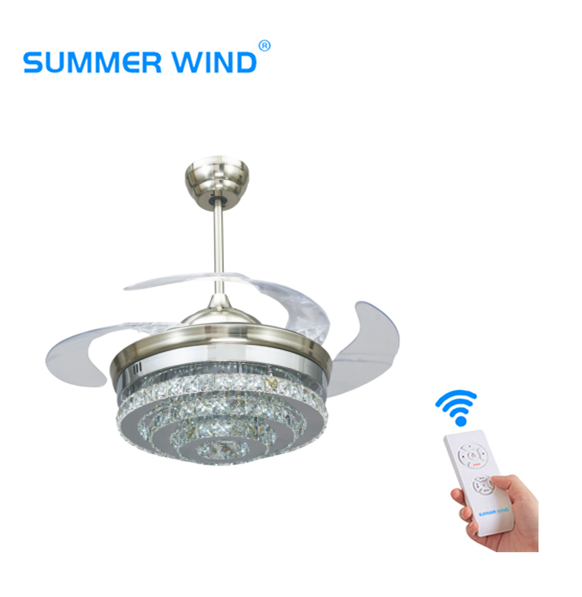 Modern style ceiling fan light with crystal