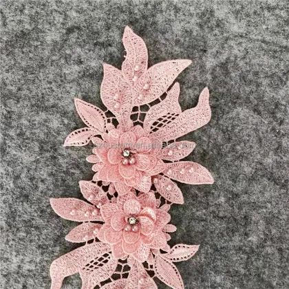 Corded Colored French Guipure Lace Embroidery Trim - Heavy Duty Corded Embellishments