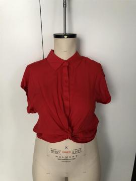 Short-sleeved shirt with rolled edge