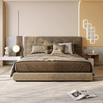 WESOME 3.95 Meters Solid Wooden Bed Screen with Soft Fabric Modern Design