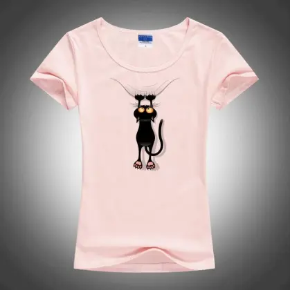Hot sale summer naughty black cat 3D t shirt women lovely cartoon shirt Good quality comfortable brand cotton shirts