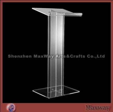Clear square stable lucite/acrylic lectern with large top and elegant design