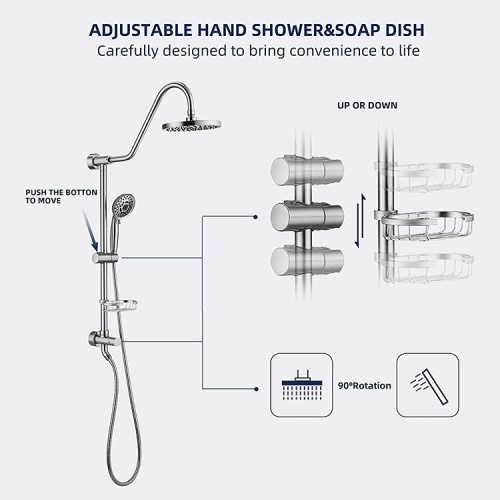 Taas ng Rain Shower Head Mixer Rail Fixt