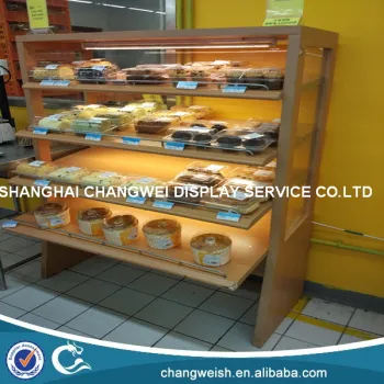 wooden bakery display stand rack and shelf