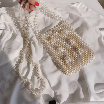 Handmade Pearl Jewelry & Boutique Pouch for Party Handbag